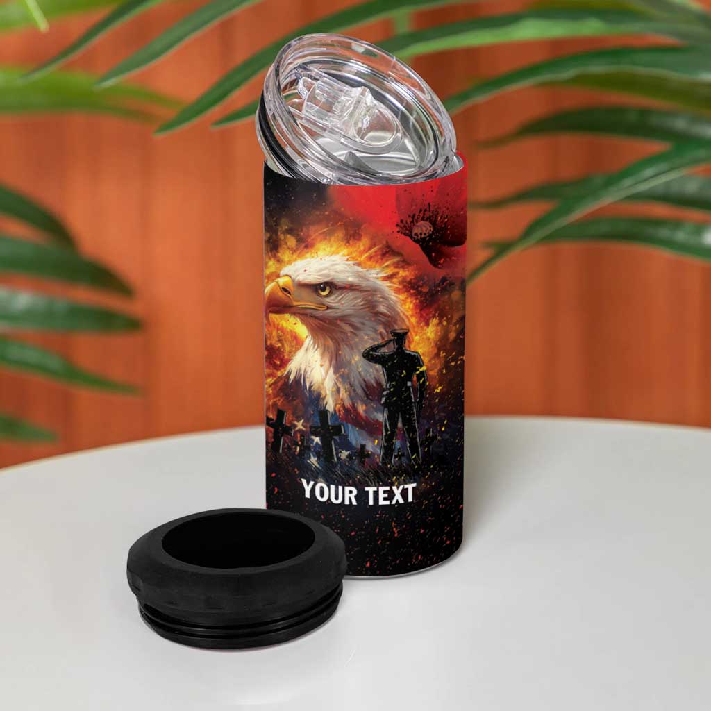 US Memorial Day Personalized 4 in 1 Can Cooler Tumbler May We Never Forget Freedom Isnt Free