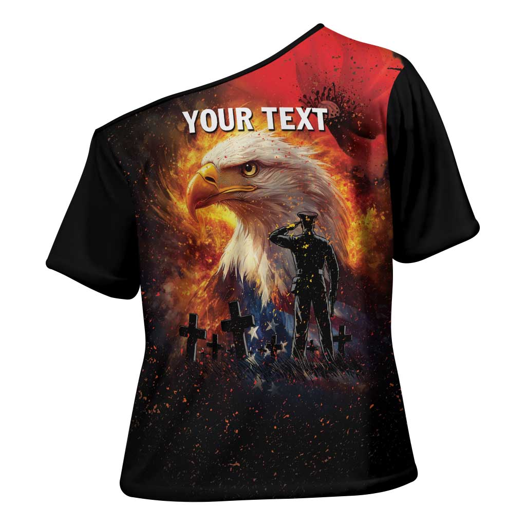US Memorial Day Personalized Cross Shoulder Shirt May We Never Forget Freedom Isnt Free