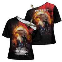 US Memorial Day Personalized Cross Shoulder Shirt May We Never Forget Freedom Isnt Free