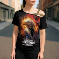 US Memorial Day Personalized Cross Shoulder Shirt May We Never Forget Freedom Isnt Free