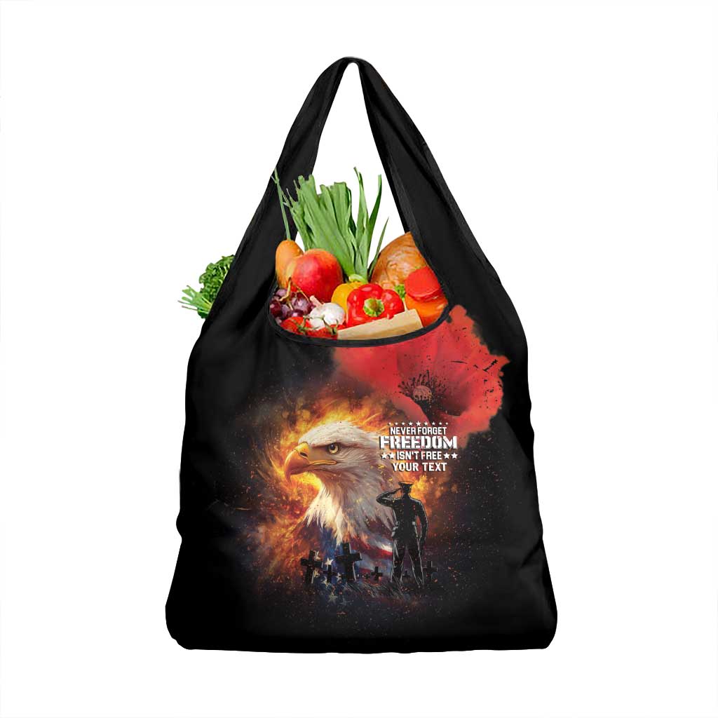US Memorial Day Personalized Grocery Bag May We Never Forget Freedom Isnt Free