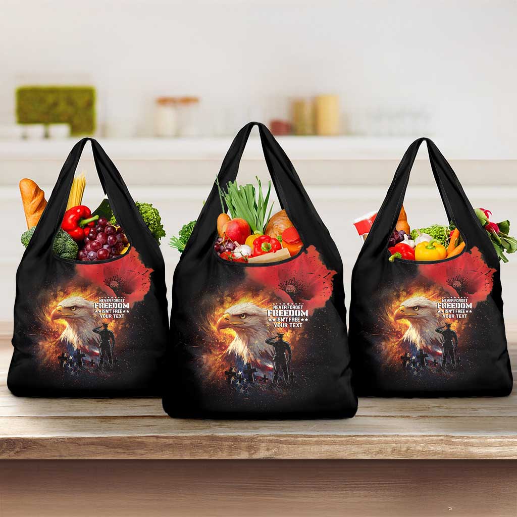 US Memorial Day Personalized Grocery Bag May We Never Forget Freedom Isnt Free