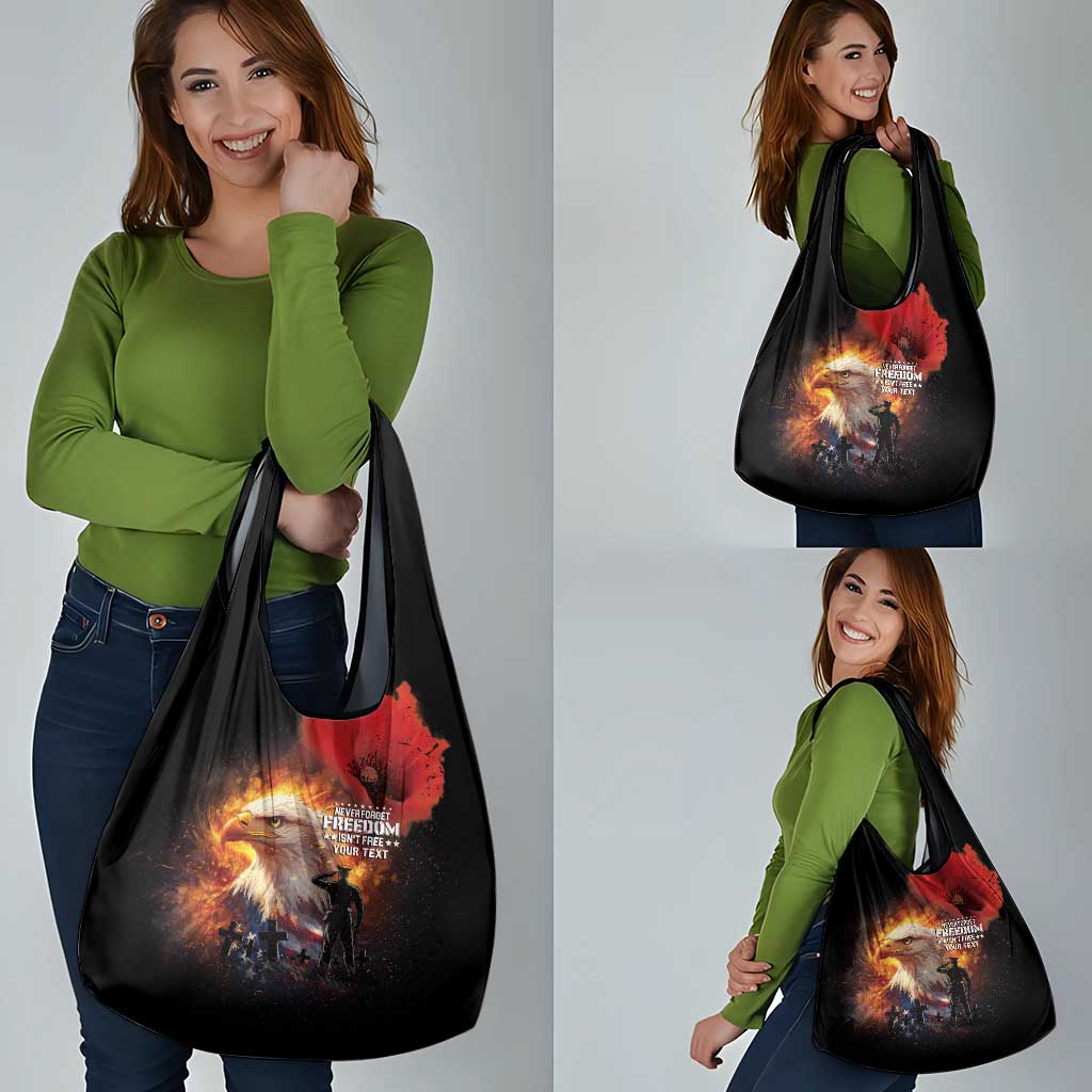 US Memorial Day Personalized Grocery Bag May We Never Forget Freedom Isnt Free