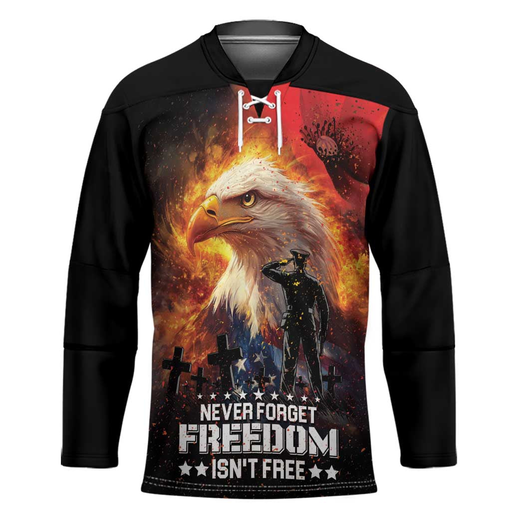 US Memorial Day Personalized Hockey Jersey May We Never Forget Freedom Isnt Free