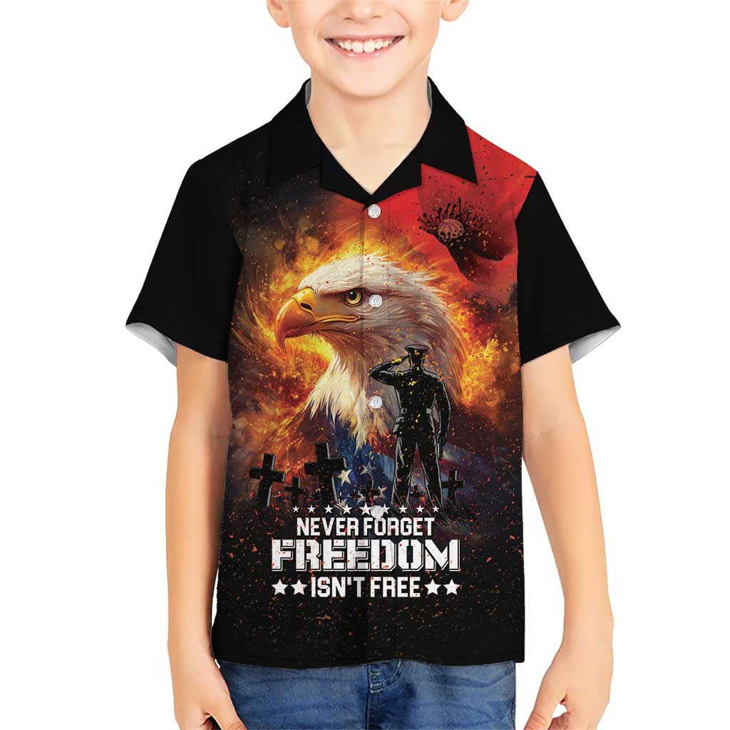 US Memorial Day Personalized Kid Hawaiian Shirt May We Never Forget Freedom Isnt Free