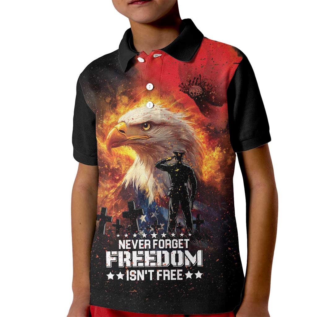 US Memorial Day Personalized Kid Polo Shirt May We Never Forget Freedom Isnt Free