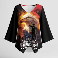 US Memorial Day Personalized Kimono Sleeve Blouse May We Never Forget Freedom Isnt Free
