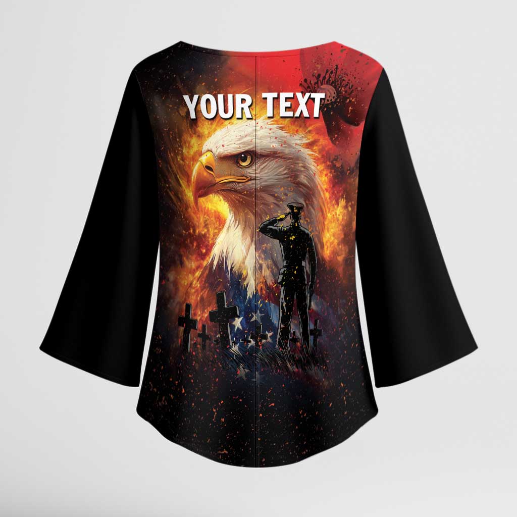 US Memorial Day Personalized Kimono Sleeve Blouse May We Never Forget Freedom Isnt Free