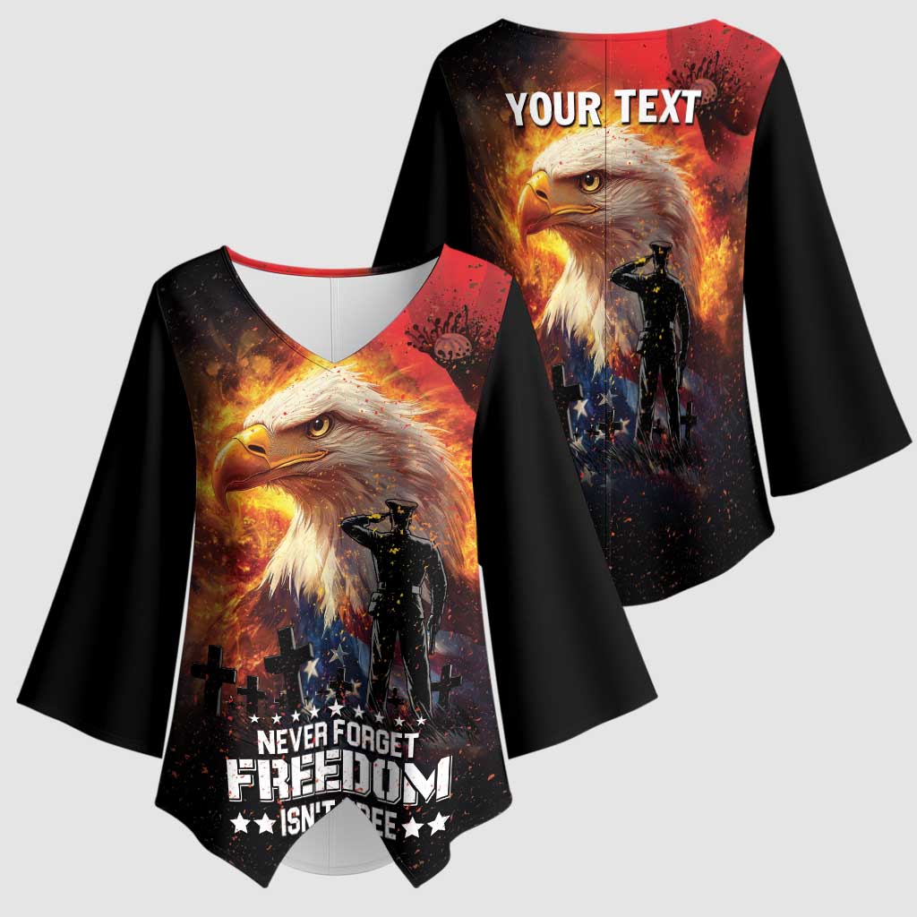 US Memorial Day Personalized Kimono Sleeve Blouse May We Never Forget Freedom Isnt Free