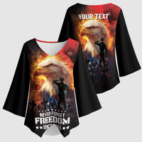 US Memorial Day Personalized Kimono Sleeve Blouse May We Never Forget Freedom Isnt Free