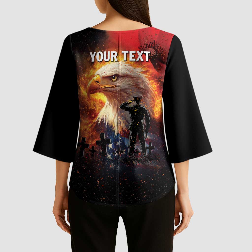 US Memorial Day Personalized Kimono Sleeve Blouse May We Never Forget Freedom Isnt Free