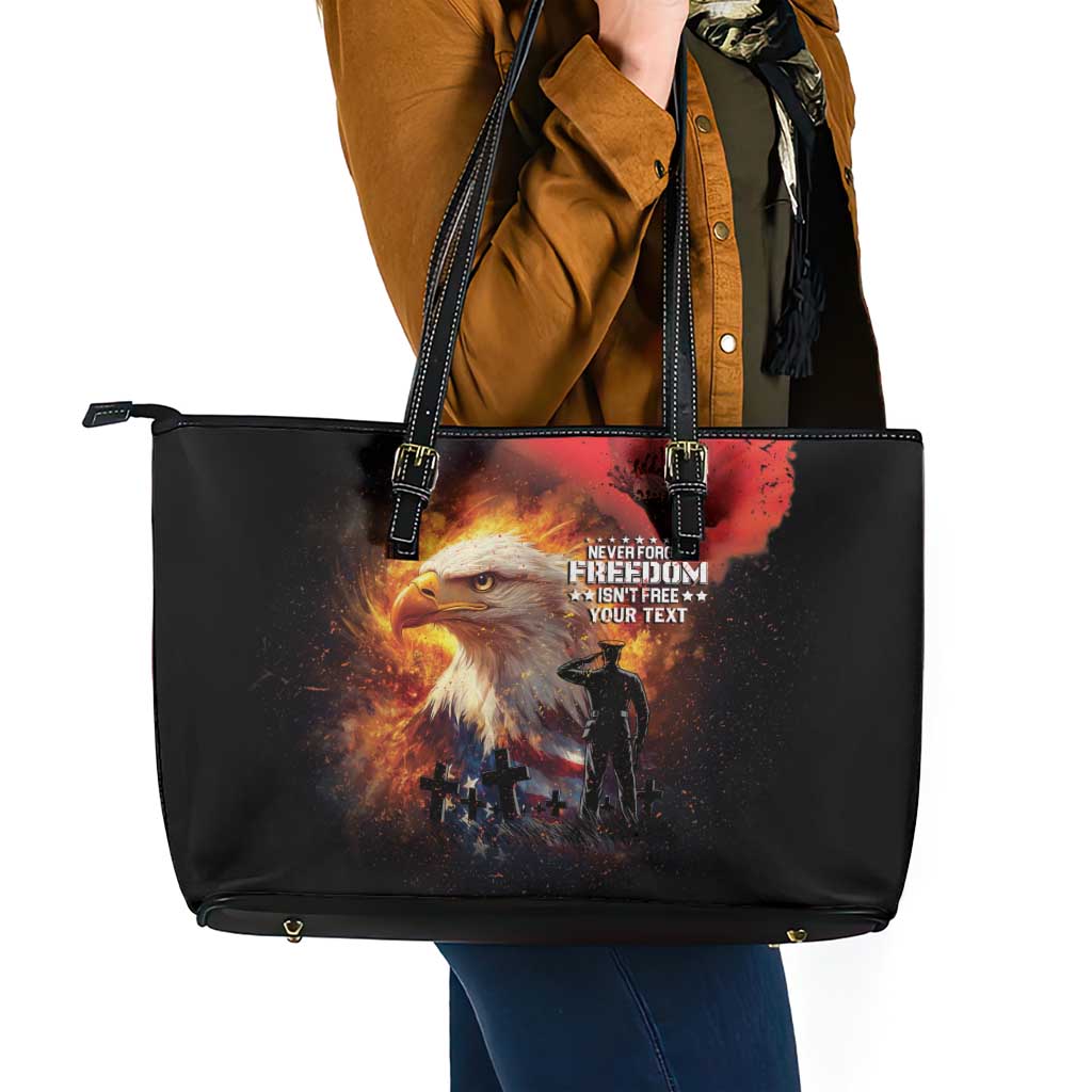 US Memorial Day Personalized Leather Tote Bag May We Never Forget Freedom Isnt Free