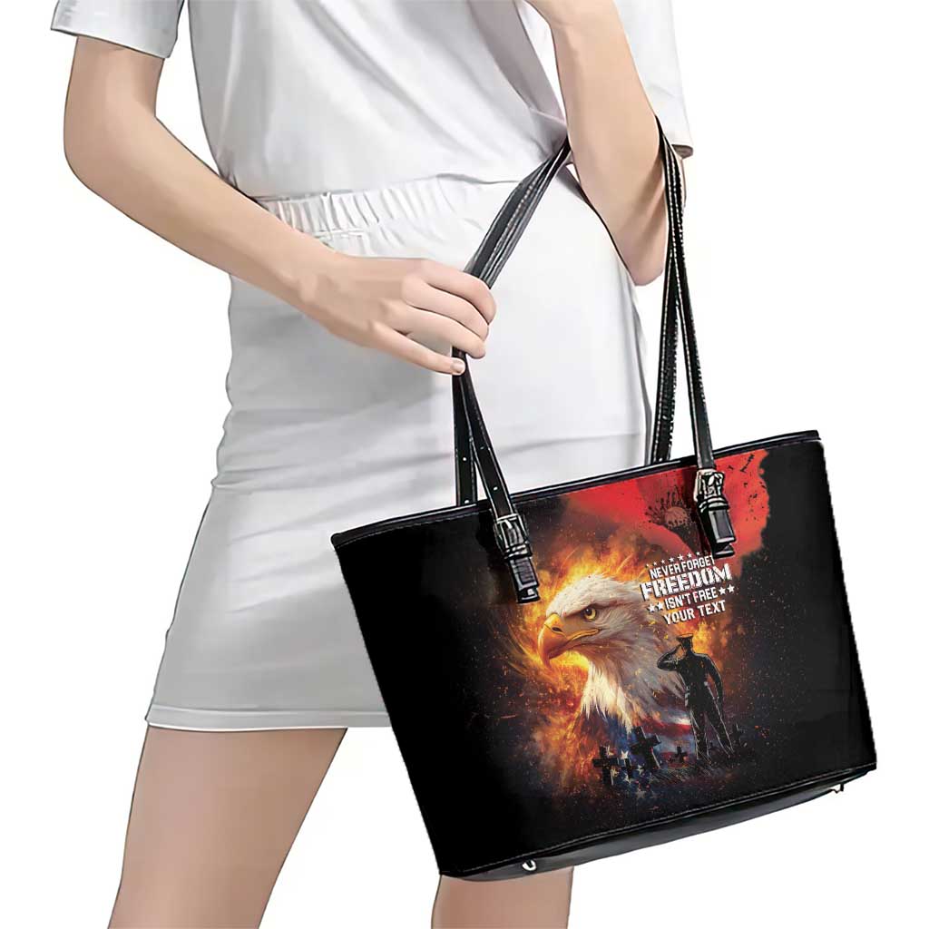 US Memorial Day Personalized Leather Tote Bag May We Never Forget Freedom Isnt Free