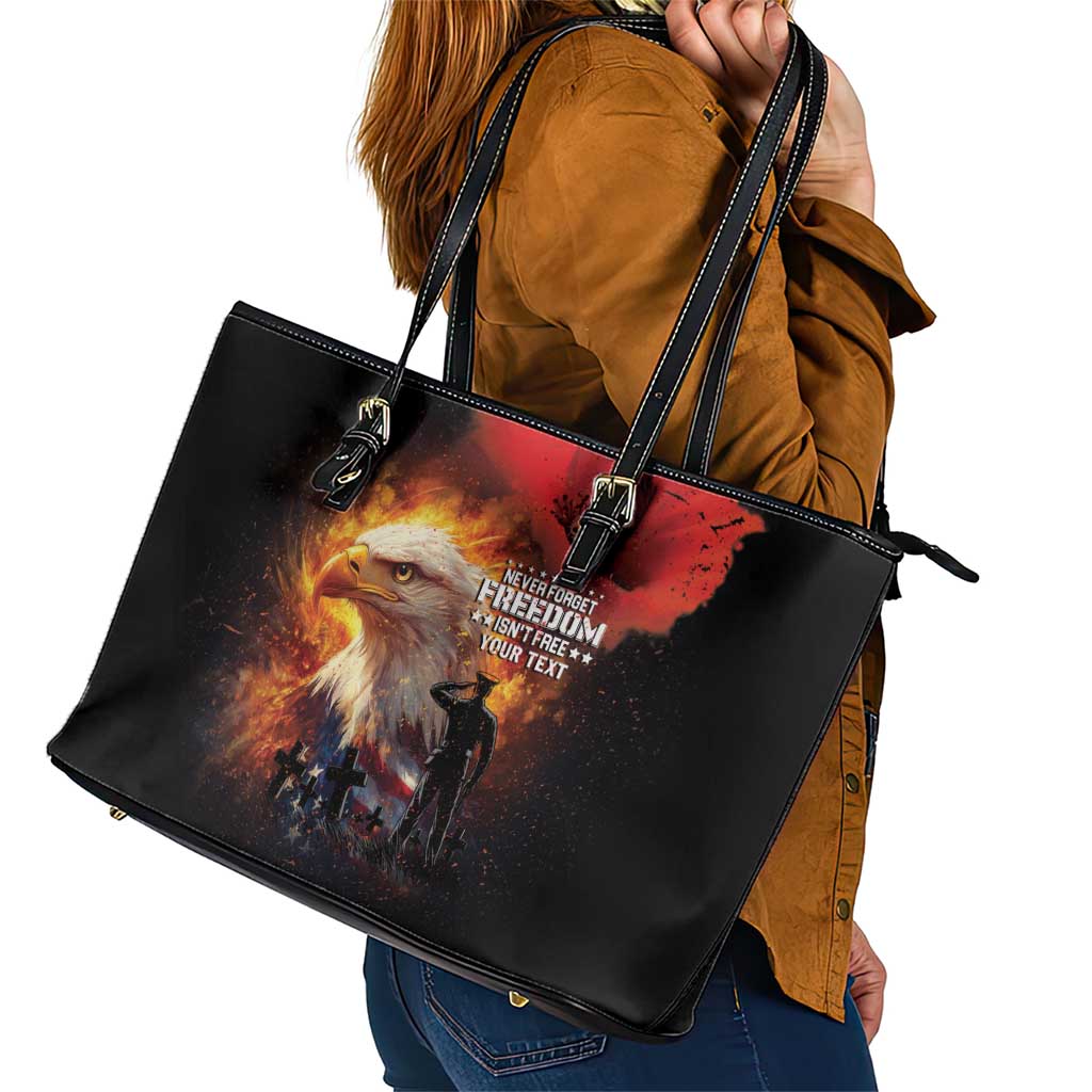 US Memorial Day Personalized Leather Tote Bag May We Never Forget Freedom Isnt Free