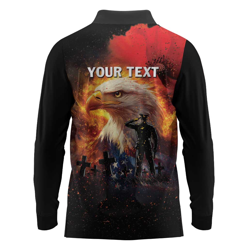 US Memorial Day Personalized Long Sleeve Polo Shirt May We Never Forget Freedom Isnt Free