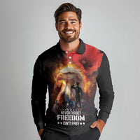 US Memorial Day Personalized Long Sleeve Polo Shirt May We Never Forget Freedom Isnt Free