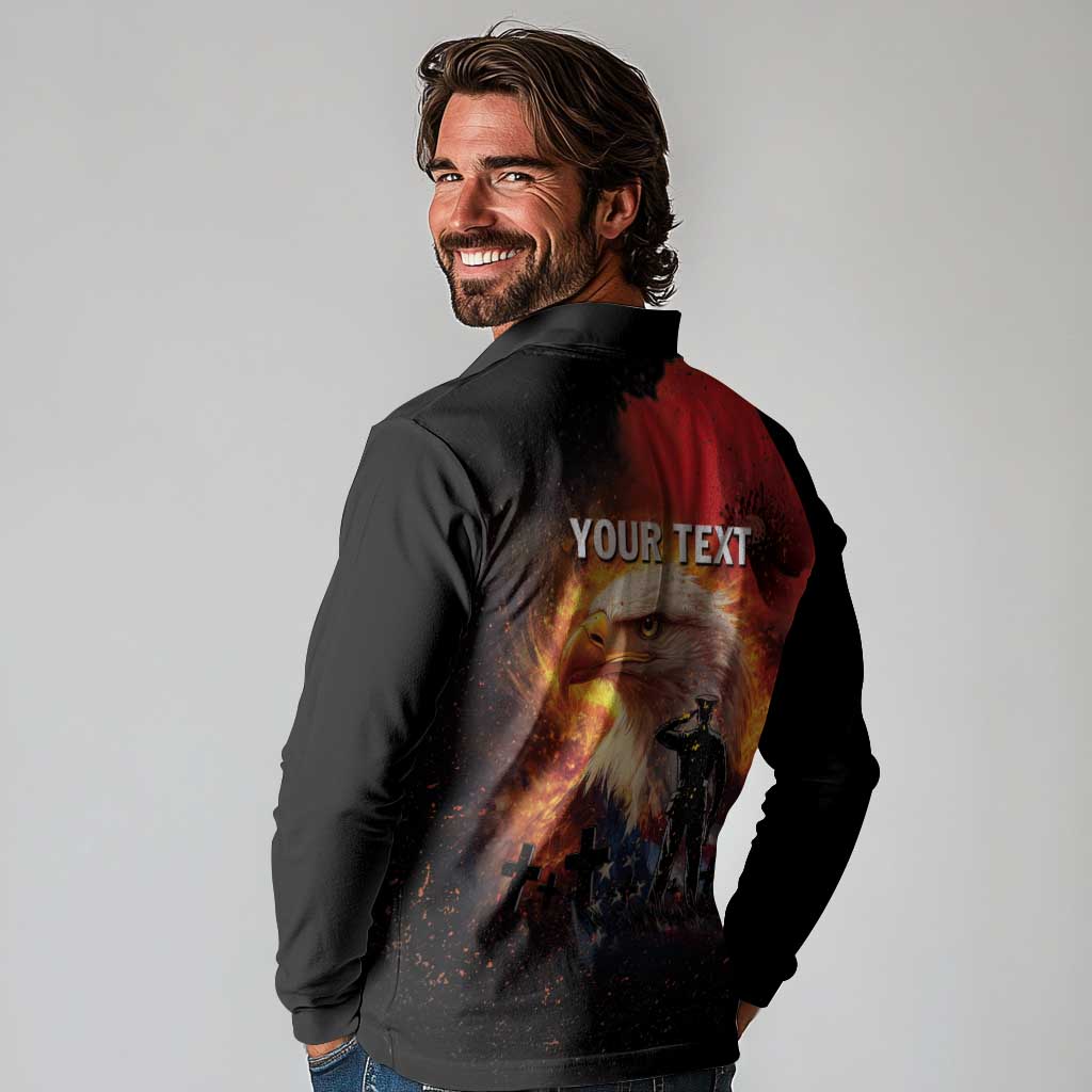 US Memorial Day Personalized Long Sleeve Polo Shirt May We Never Forget Freedom Isnt Free