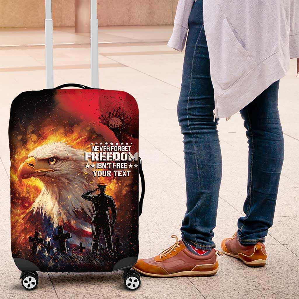 US Memorial Day Personalized Luggage Cover May We Never Forget Freedom Isnt Free
