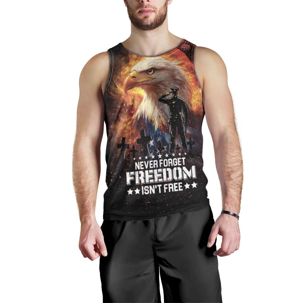 US Memorial Day Personalized Men Tank Top May We Never Forget Freedom Isnt Free