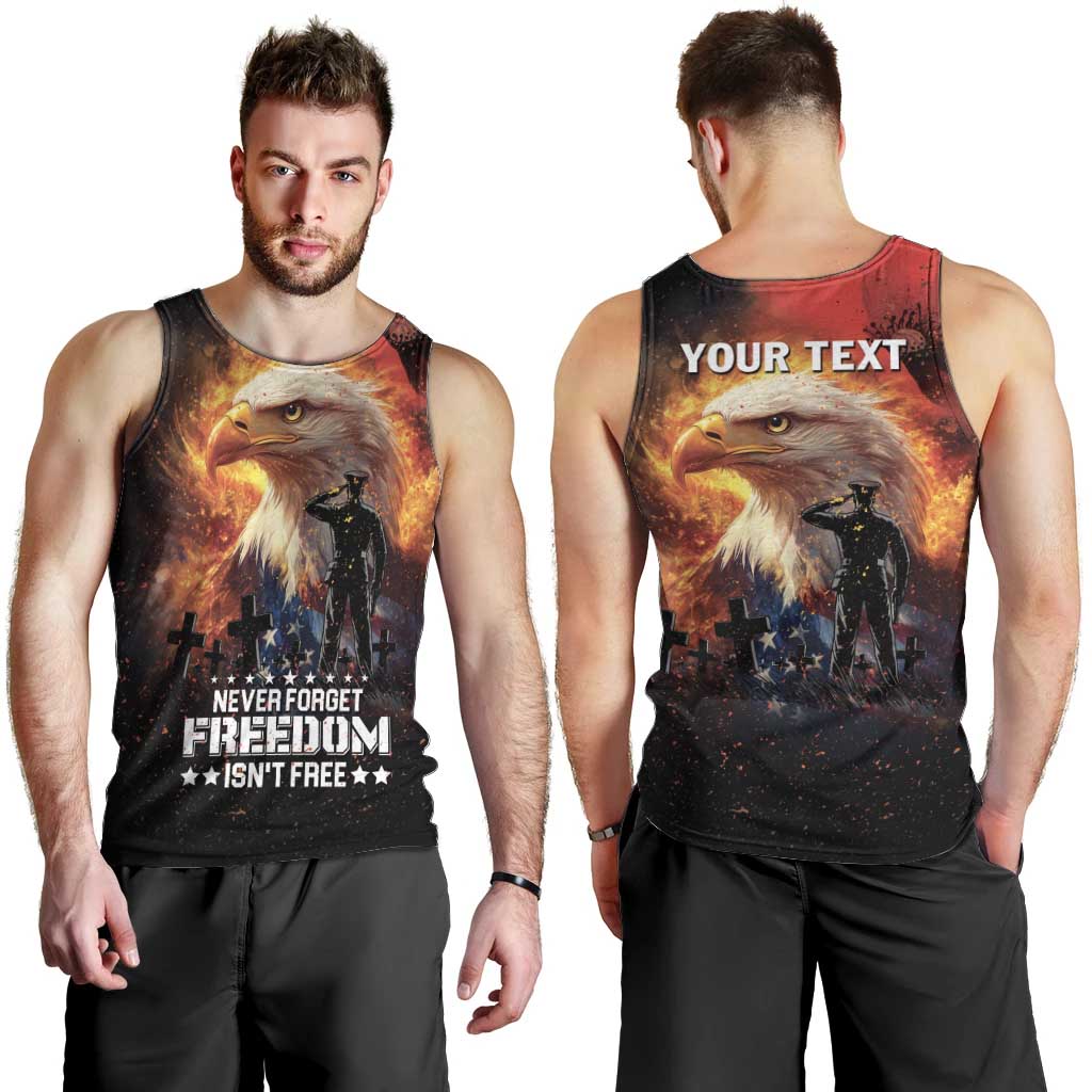 US Memorial Day Personalized Men Tank Top May We Never Forget Freedom Isnt Free