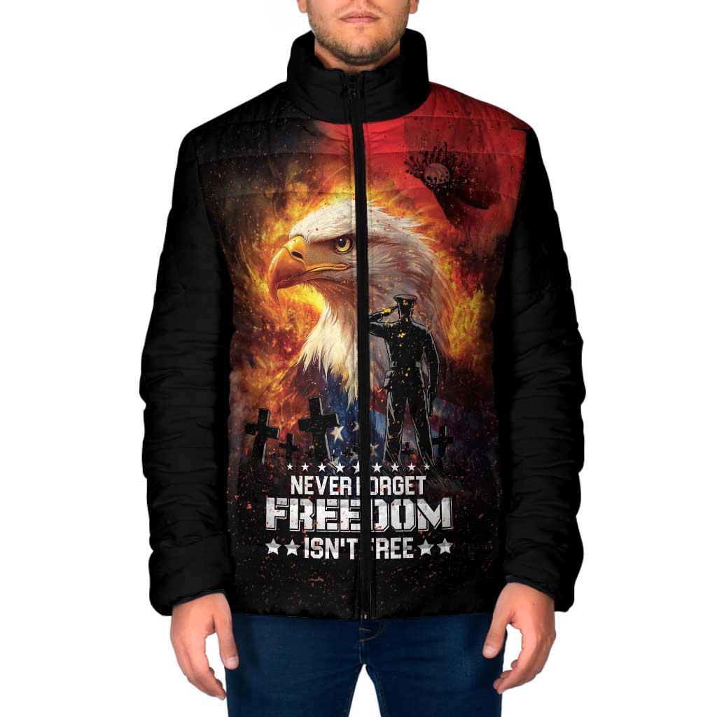 US Memorial Day Personalized Padded Jacket May We Never Forget Freedom Isnt Free