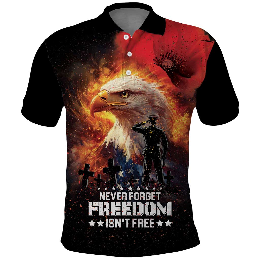US Memorial Day Personalized Polo Shirt May We Never Forget Freedom Isnt Free
