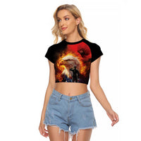 US Memorial Day Personalized Raglan Cropped T Shirt May We Never Forget Freedom Isnt Free