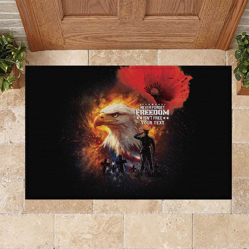 US Memorial Day Personalized Rubber Doormat May We Never Forget Freedom Isnt Free