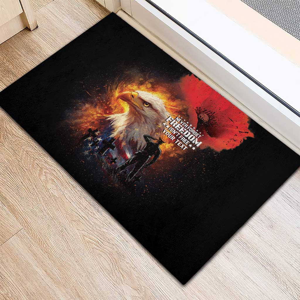 US Memorial Day Personalized Rubber Doormat May We Never Forget Freedom Isnt Free