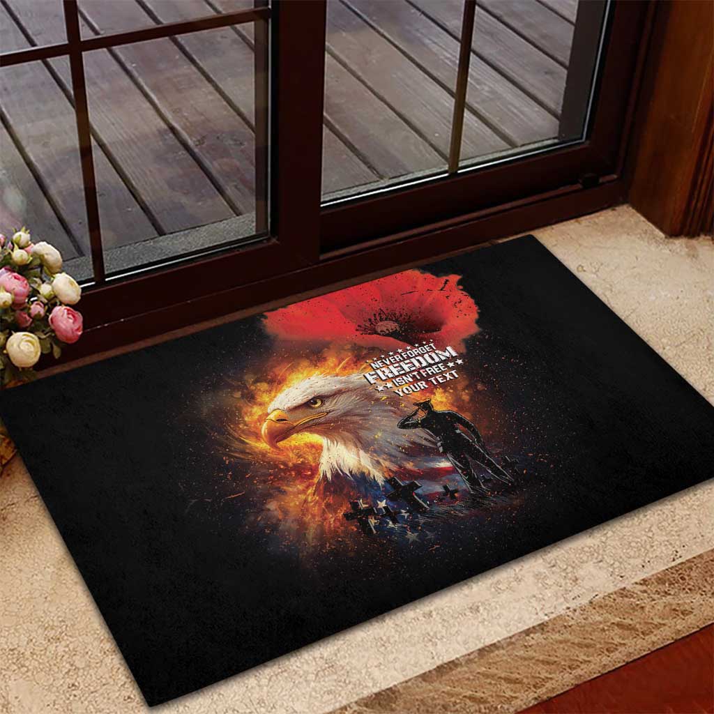 US Memorial Day Personalized Rubber Doormat May We Never Forget Freedom Isnt Free