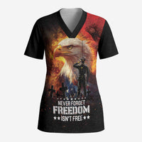US Memorial Day Personalized Scrub Top May We Never Forget Freedom Isnt Free