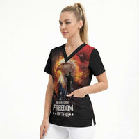 US Memorial Day Personalized Scrub Top May We Never Forget Freedom Isnt Free
