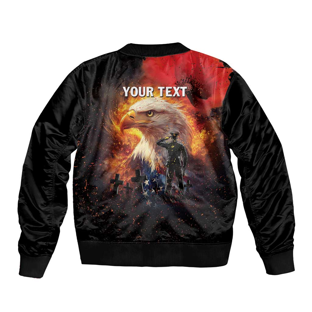 US Memorial Day Personalized Sleeve Zip Bomber Jacket May We Never Forget Freedom Isnt Free