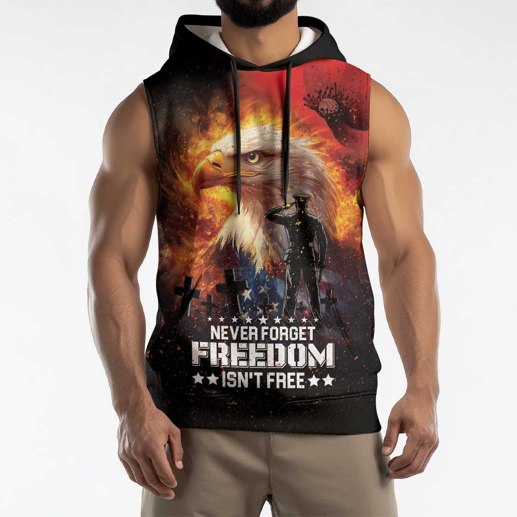 US Memorial Day Personalized Sleeveless Hoodie May We Never Forget Freedom Isnt Free