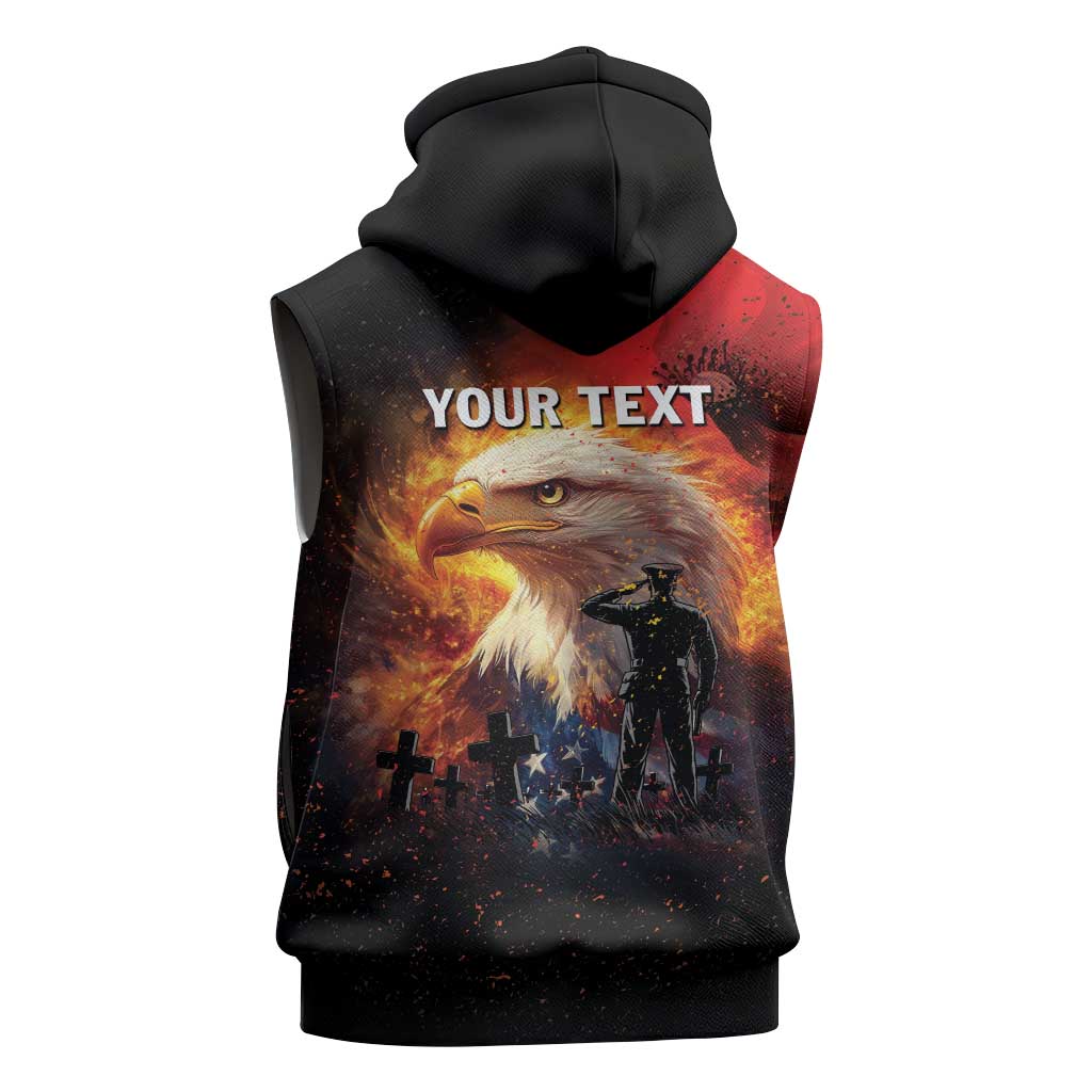 US Memorial Day Personalized Sleeveless Zip Hoodie May We Never Forget Freedom Isnt Free