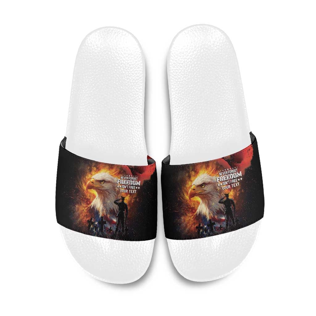 US Memorial Day Personalized Slide Sandals May We Never Forget Freedom Isnt Free