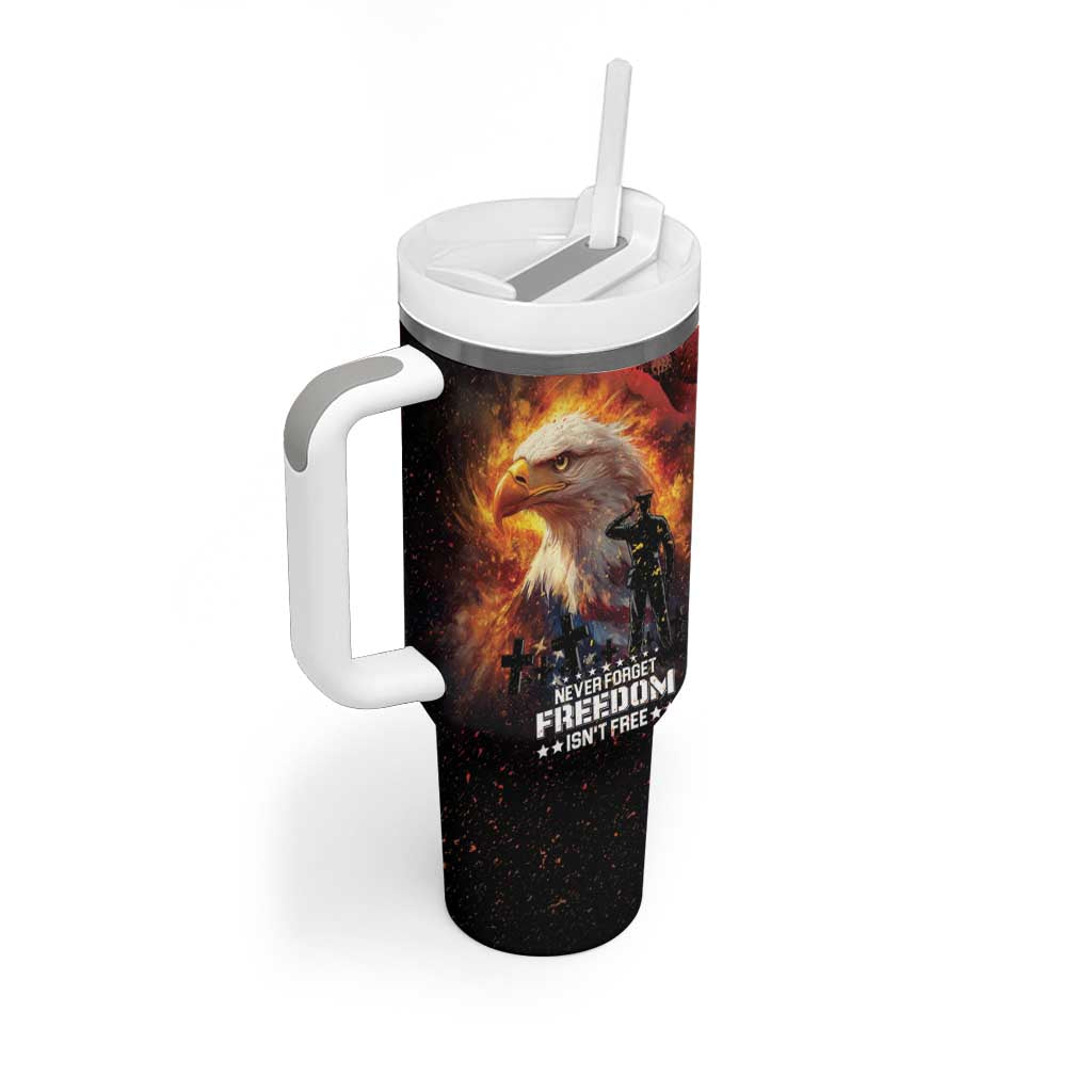 US Memorial Day Personalized Tumbler With Handle May We Never Forget Freedom Isnt Free