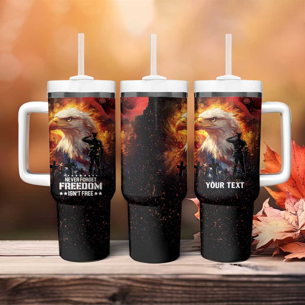 US Memorial Day Personalized Tumbler With Handle May We Never Forget Freedom Isnt Free