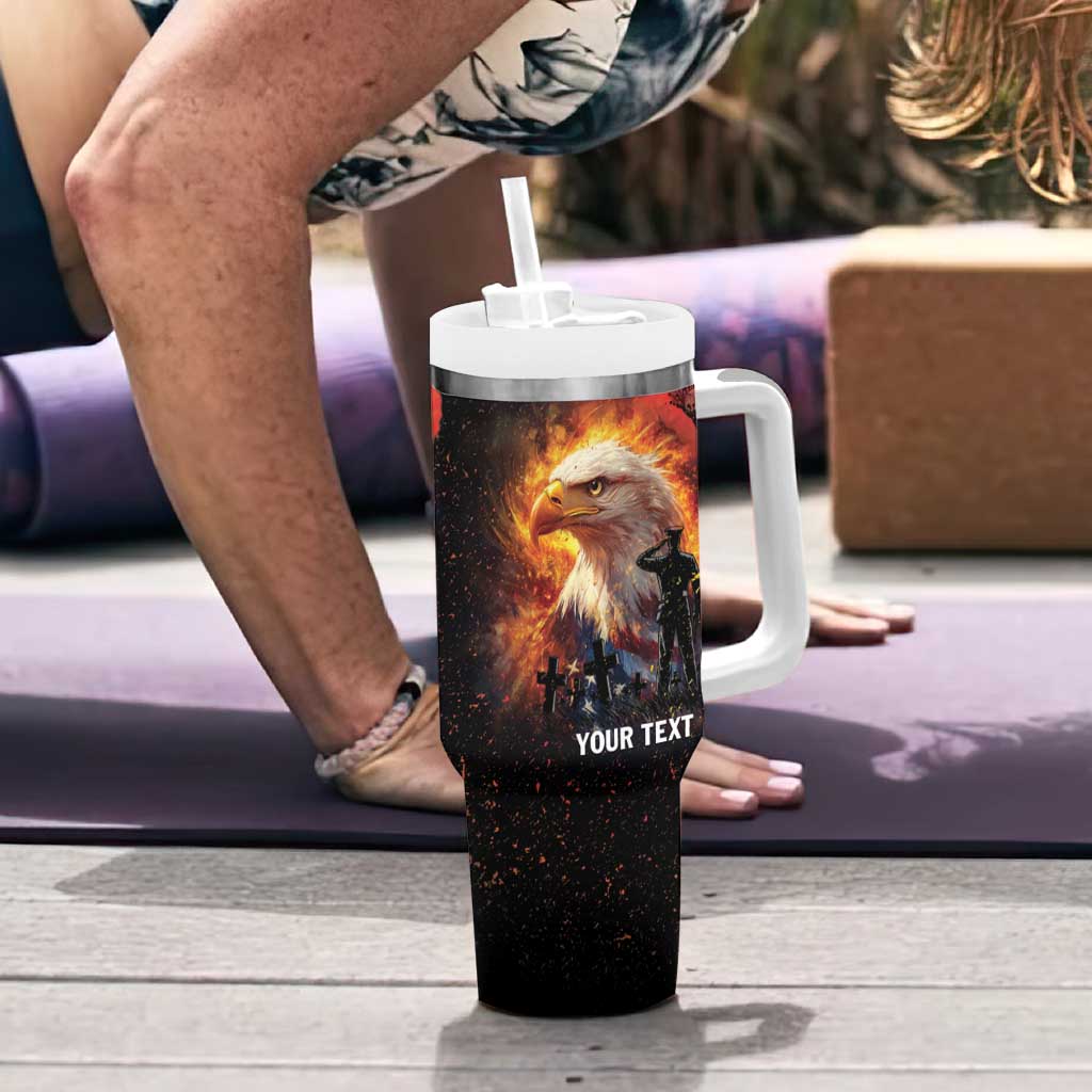 US Memorial Day Personalized Tumbler With Handle May We Never Forget Freedom Isnt Free