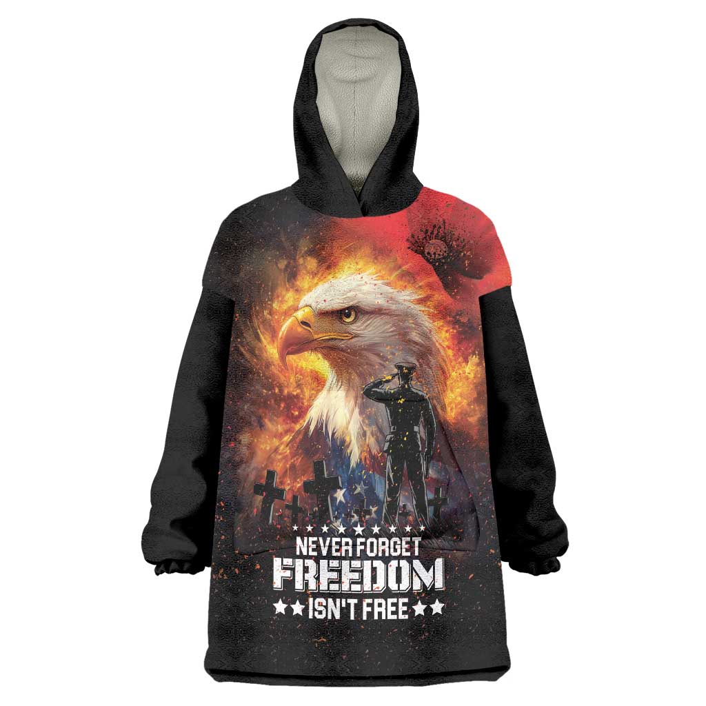US Memorial Day Personalized Wearable Blanket Hoodie May We Never Forget Freedom Isnt Free