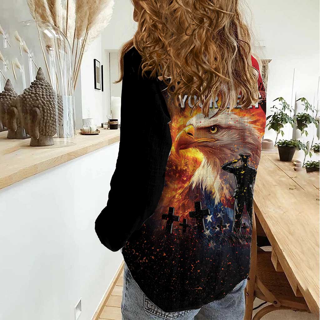 US Memorial Day Personalized Women Casual Shirt May We Never Forget Freedom Isnt Free