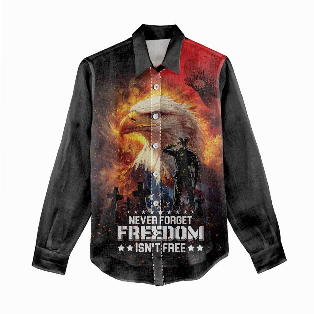 US Memorial Day Personalized Women Casual Shirt May We Never Forget Freedom Isnt Free