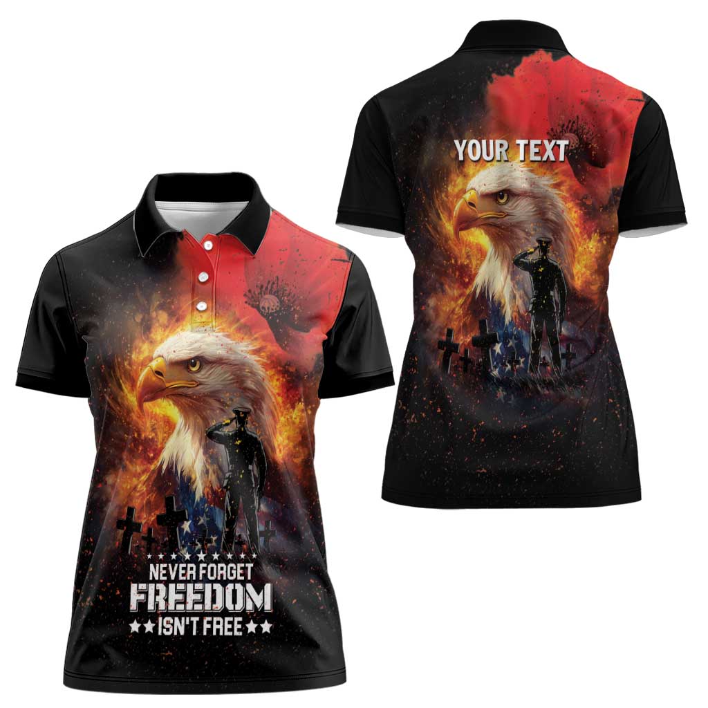 US Memorial Day Personalized Women Polo Shirt May We Never Forget Freedom Isnt Free