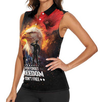 US Memorial Day Personalized Women Sleeveless Polo Shirt May We Never Forget Freedom Isnt Free