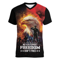 US Memorial Day Personalized Women V-Neck T-Shirt May We Never Forget Freedom Isnt Free