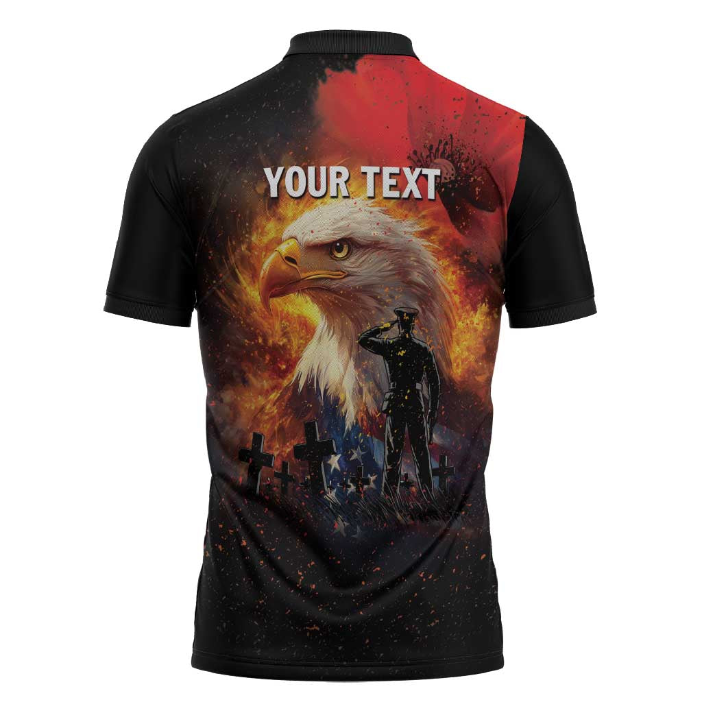US Memorial Day Personalized Zipper Polo Shirt May We Never Forget Freedom Isnt Free