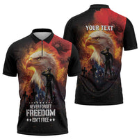 US Memorial Day Personalized Zipper Polo Shirt May We Never Forget Freedom Isnt Free