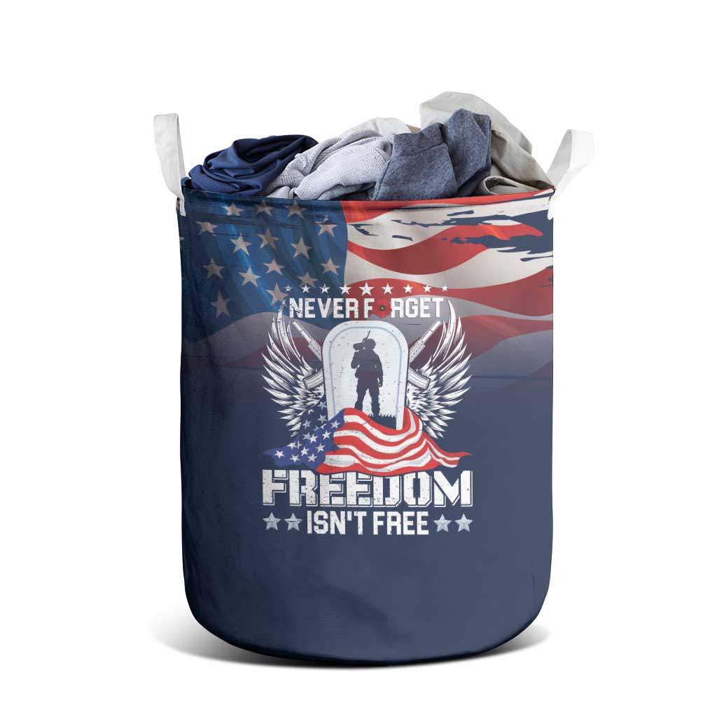 Never Forget Freedom American Memorial Day Laundry Basket