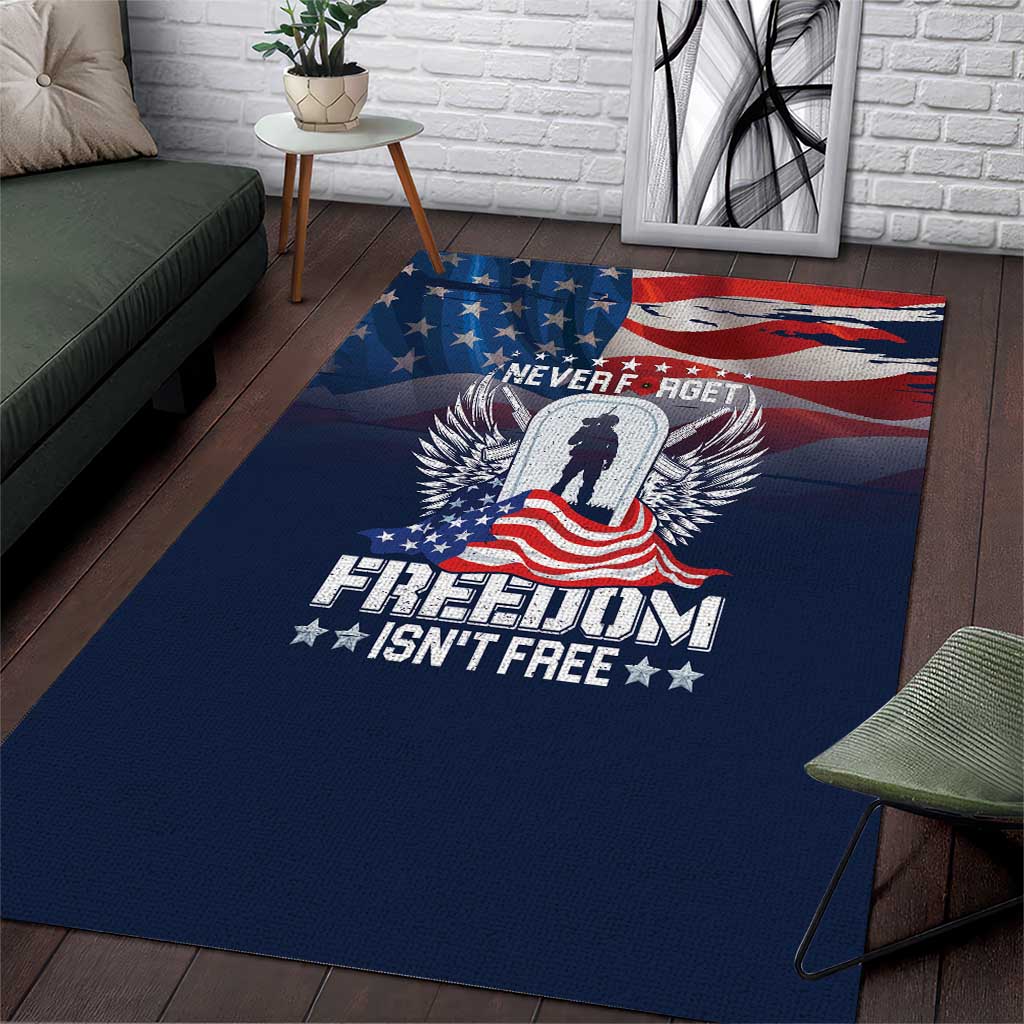 Never Forget Freedom American Memorial Day Area Rug