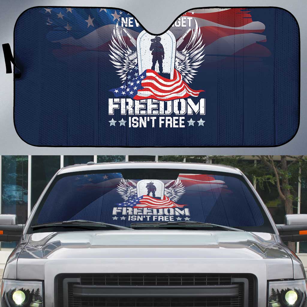 Never Forget Freedom American Memorial Day Auto Sun Shade